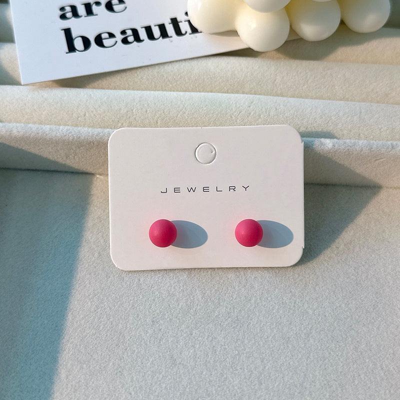 1 Pair Acrylic Patchwork Ear Studs - Candy Color Frosted Beanie Earrings, Japanese and Korean Fashion for Women