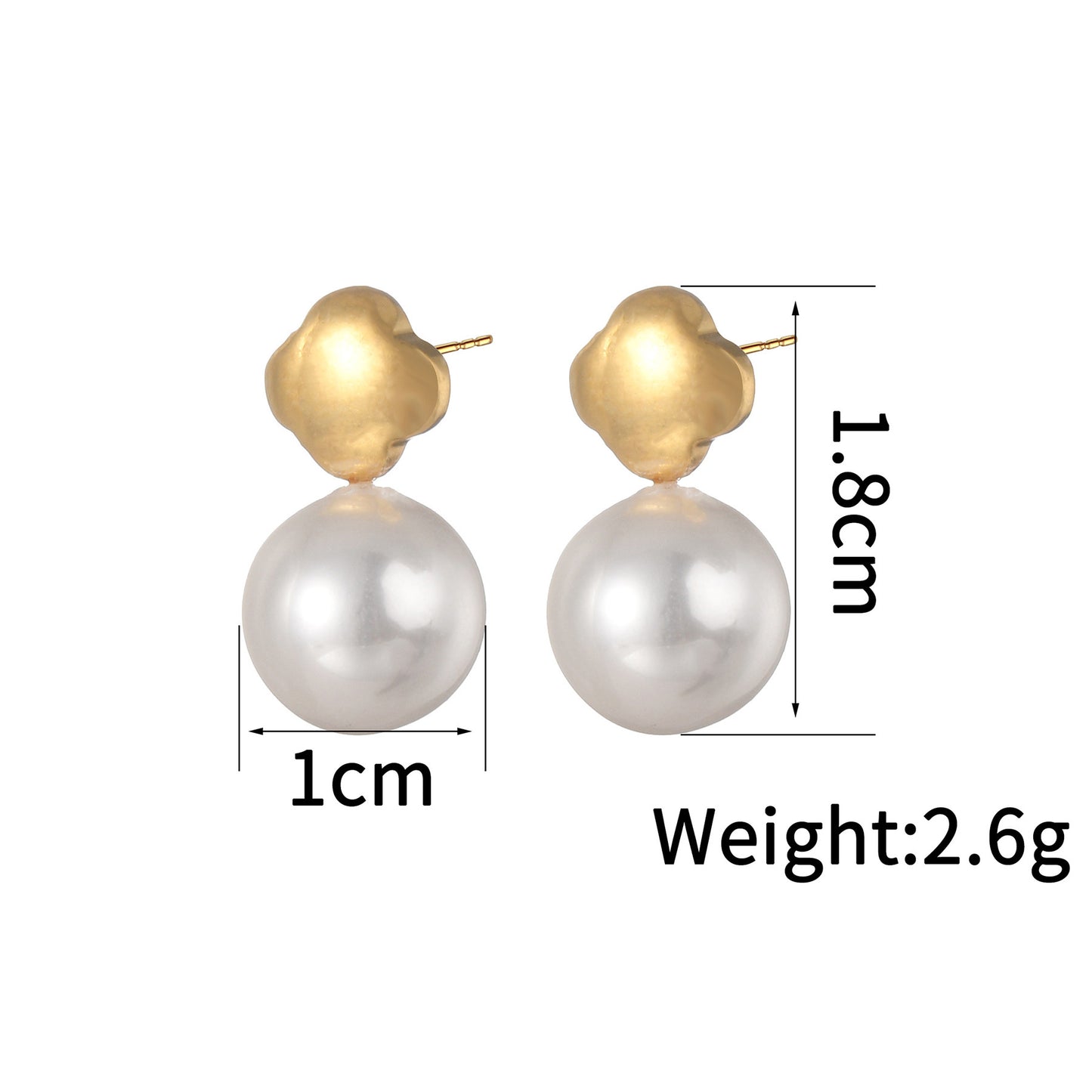 1 Pair Minimalist Heart Shape 18K Gold Plated Stainless Steel and Baroque Pearl Stud Earrings