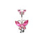 Butterfly Heart Zircon Inlay Stainless Steel Belly Ring Set