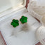 Gold Plated Clover Flower Stud Earrings with 925 Silver Needle