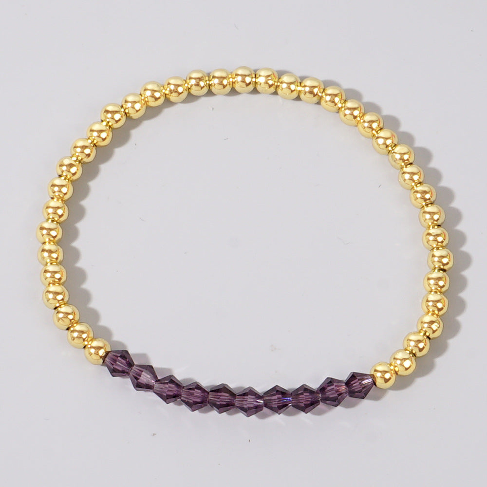 Classic Geometric Crystal Birthstone Copper Bracelets for Women