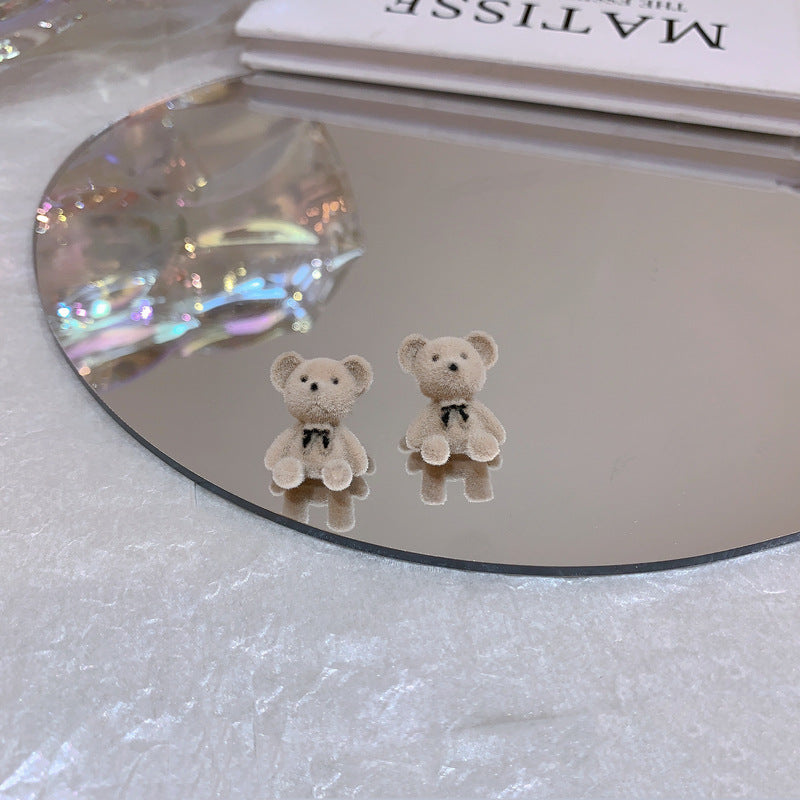 Cartoon Bear and Plush Bunny Stud Earrings - Korean Style Fashion Jewelry for Women