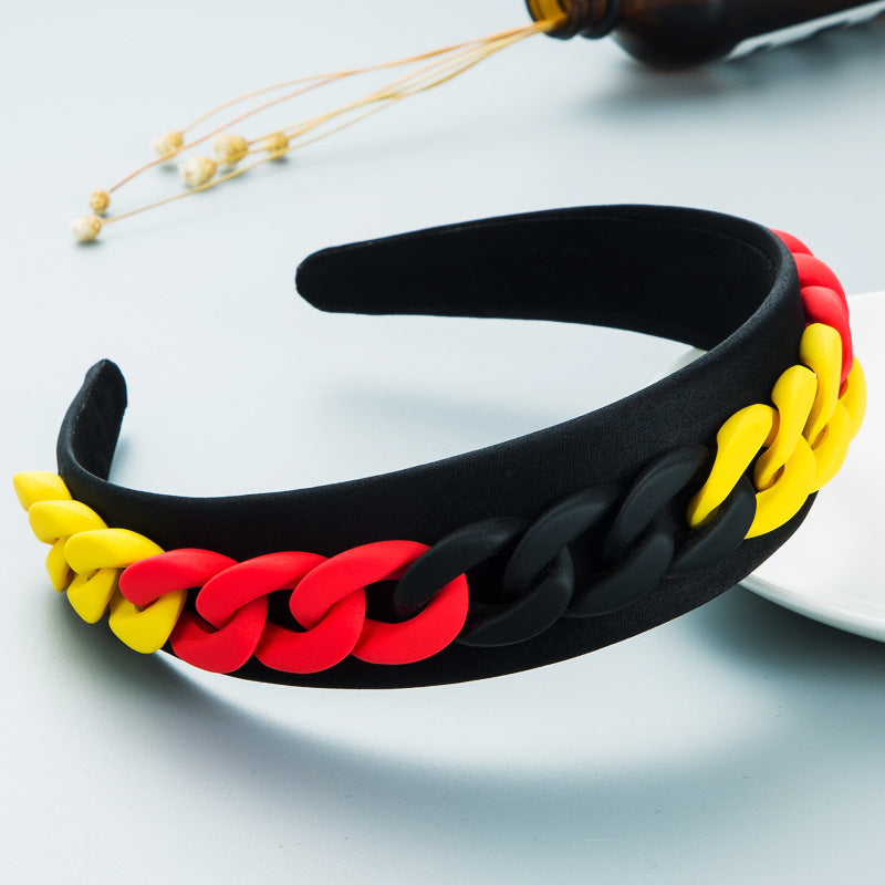 Pastoral Style Wide Color Chain Hairband