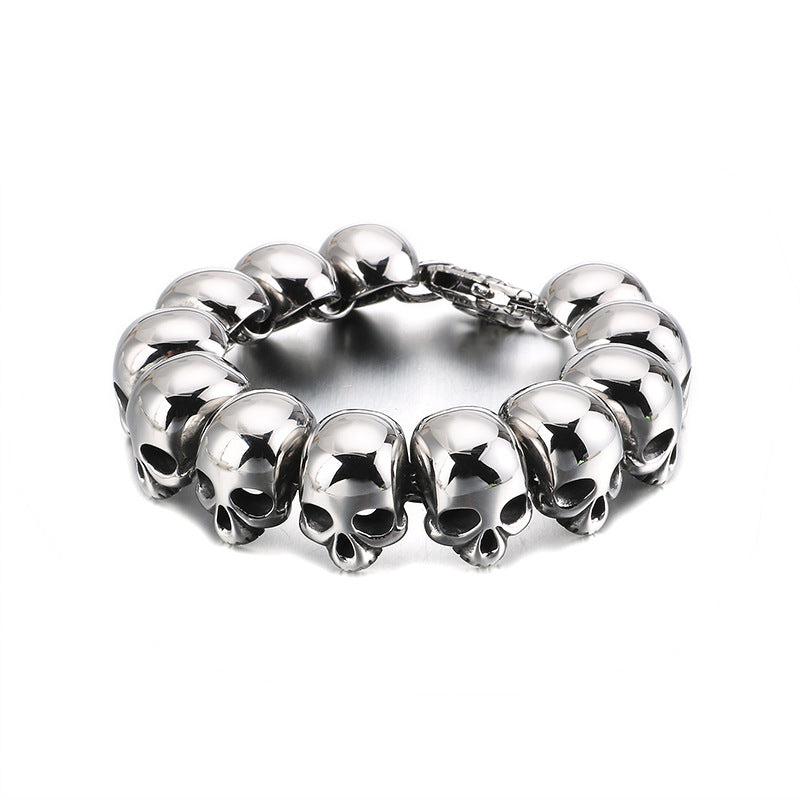 Punk Skull Titanium Steel Men's Bracelet - European and American Style Jewelry Gift