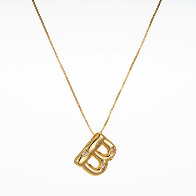 Elegant Gold Plated Zircon Letter Pendant Necklace - Minimalist Design