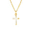 Simple Classic Cross Gold Plated Layered Necklace with Pearl Pendant