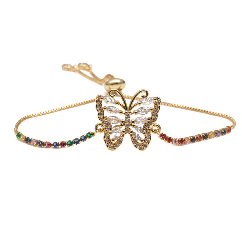 Simple Geometric Butterfly Crystal Pearl Bracelet Set