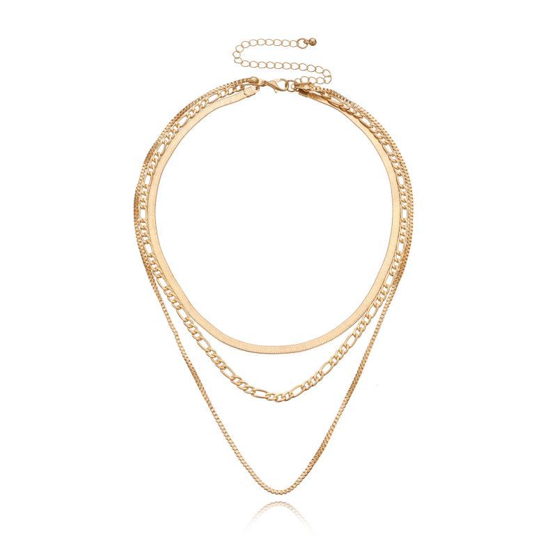 Hip-Hop Simple Style Geometric Alloy Women's Three Layer Necklace