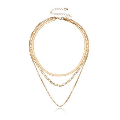 Hip-Hop Geometric Multi-Layer Alloy Choker Necklace for Women