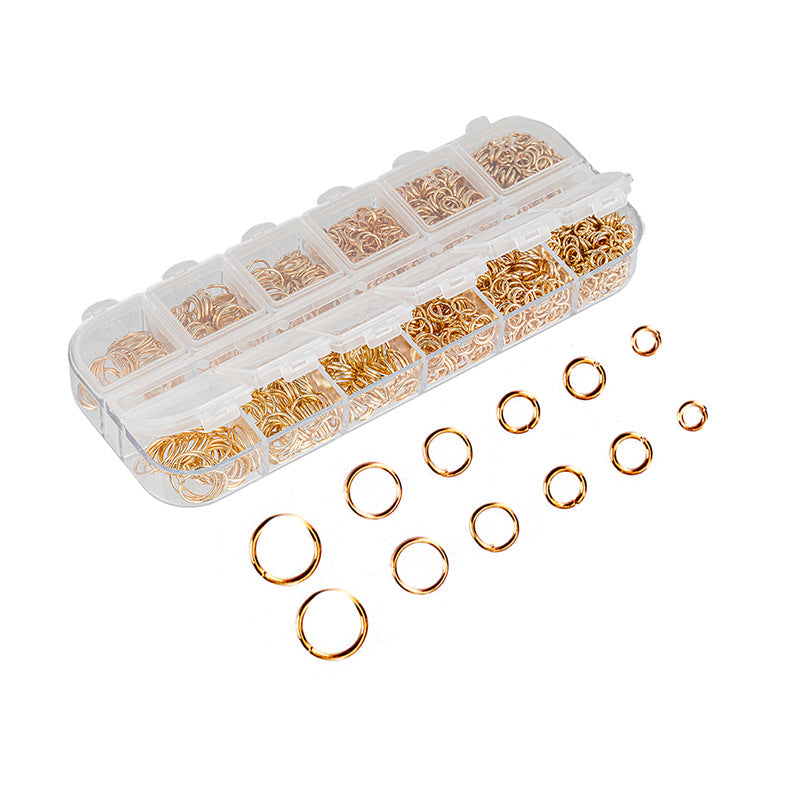 Metal Open Ring Set - 1200PCs Boxed Flat Single Iron Rings