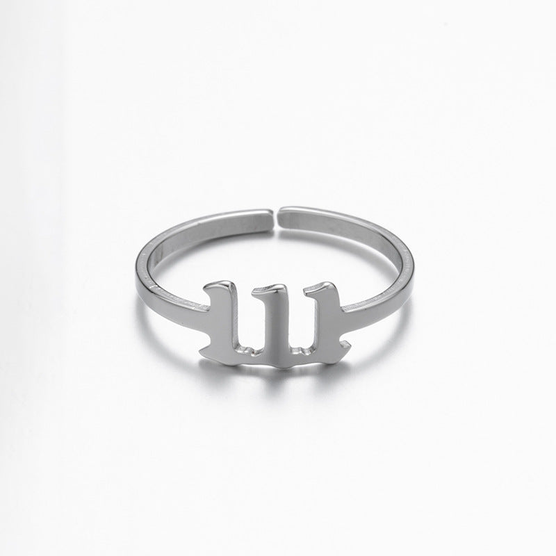 Adjustable Angel Number Stainless Steel Open Ring