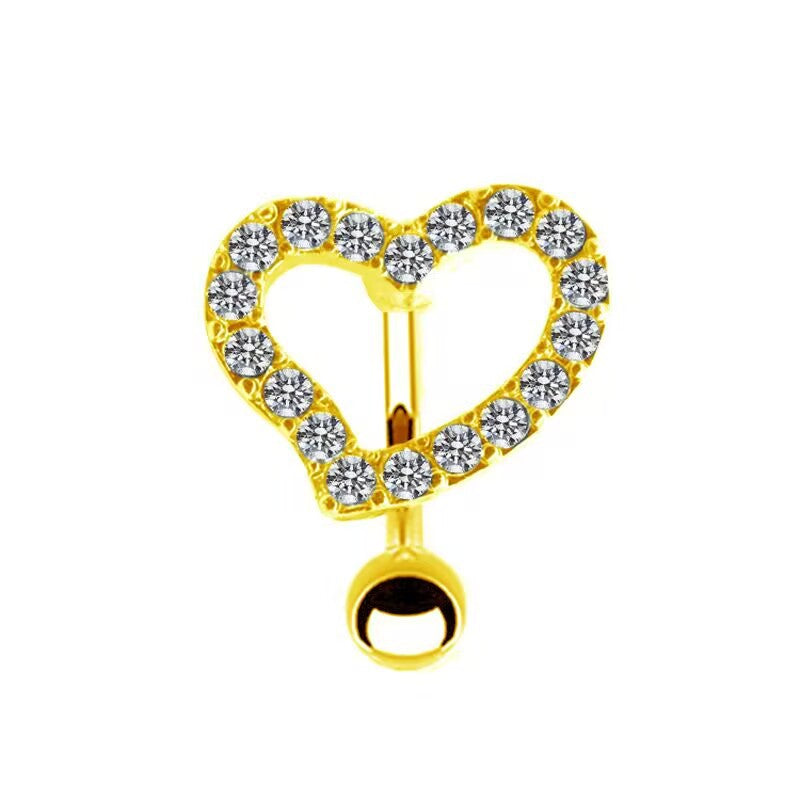 Elegant Tropical Heart Bow Knot Rhinestone Belly Button Ring