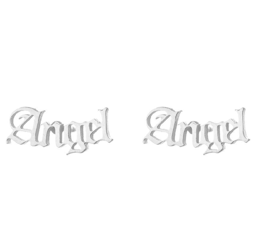 Simple Style Stainless Steel Letter Stud Earrings - Babygirl Angel Design