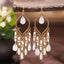 Bohemian Geometric Gold-Plated Tassel Resin Drop Earrings