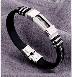 Men's Stainless Steel Silicone Hip Hop Punk Bracelet