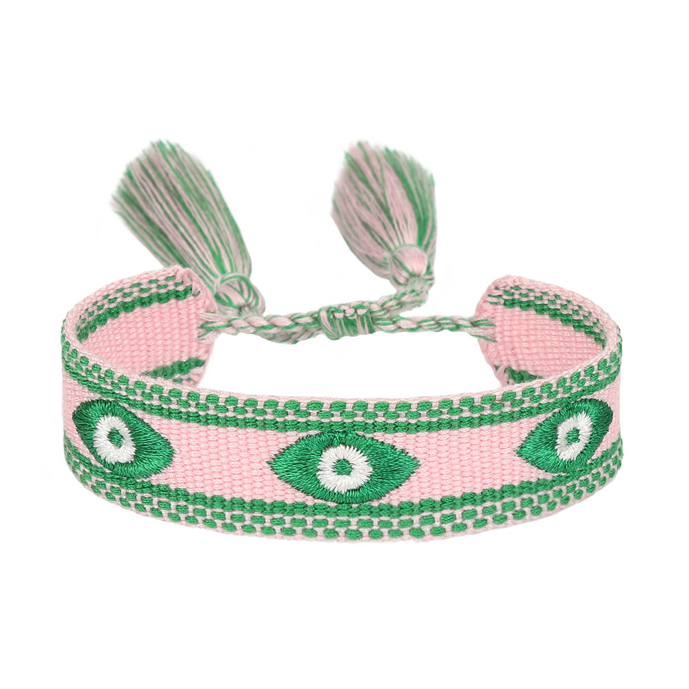 Simple Style Evil Eye Embroidery Tassel Women's Drawstring Bracelet