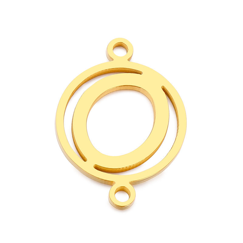 "Stainless Steel Geometric Double Circle Hollow Letter Pendant Necklace"