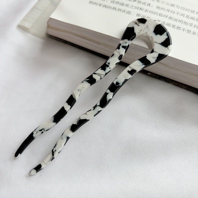 Women's U-Shape Leopard Acetate Hairpin - Wavy High-End Hair Accessory