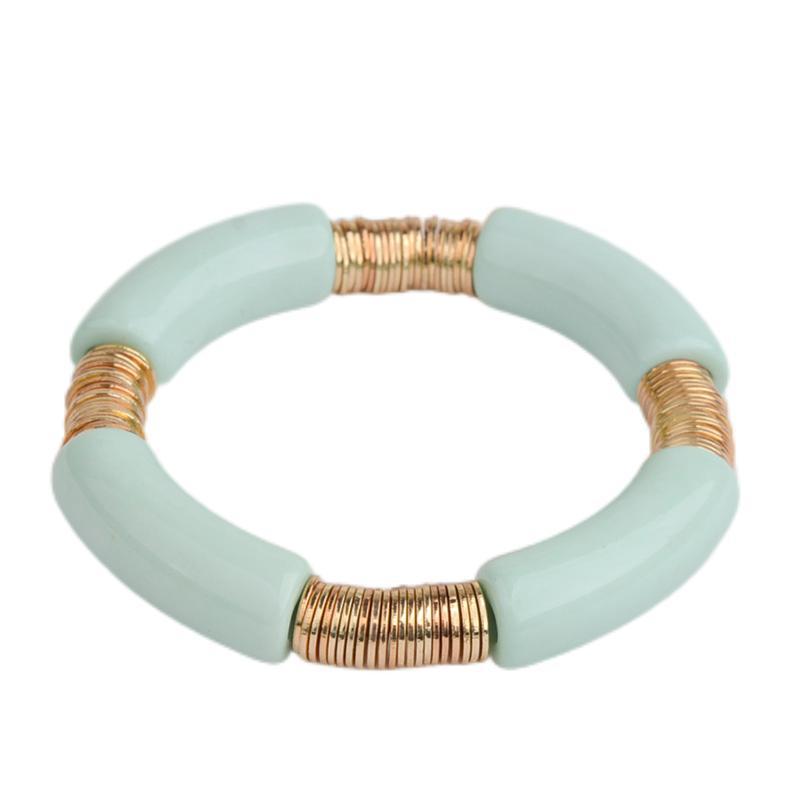 Simple Classic Round Acrylic Metal Beaded Bracelet