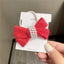 Autumn Winter Bow Wool Headband with Pearl Hair Tie for Women