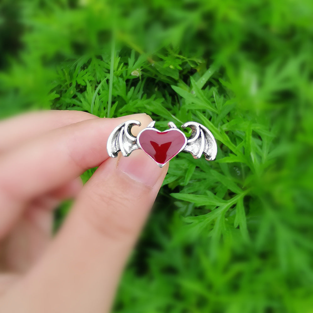 Wholesale Vintage Heart Wings Ring - Minimalist Hip Hop Style Women's Jewelry