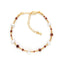 Sweet Color Block Freshwater Pearl and Gold Sandstone Beaded Bracelet for Women