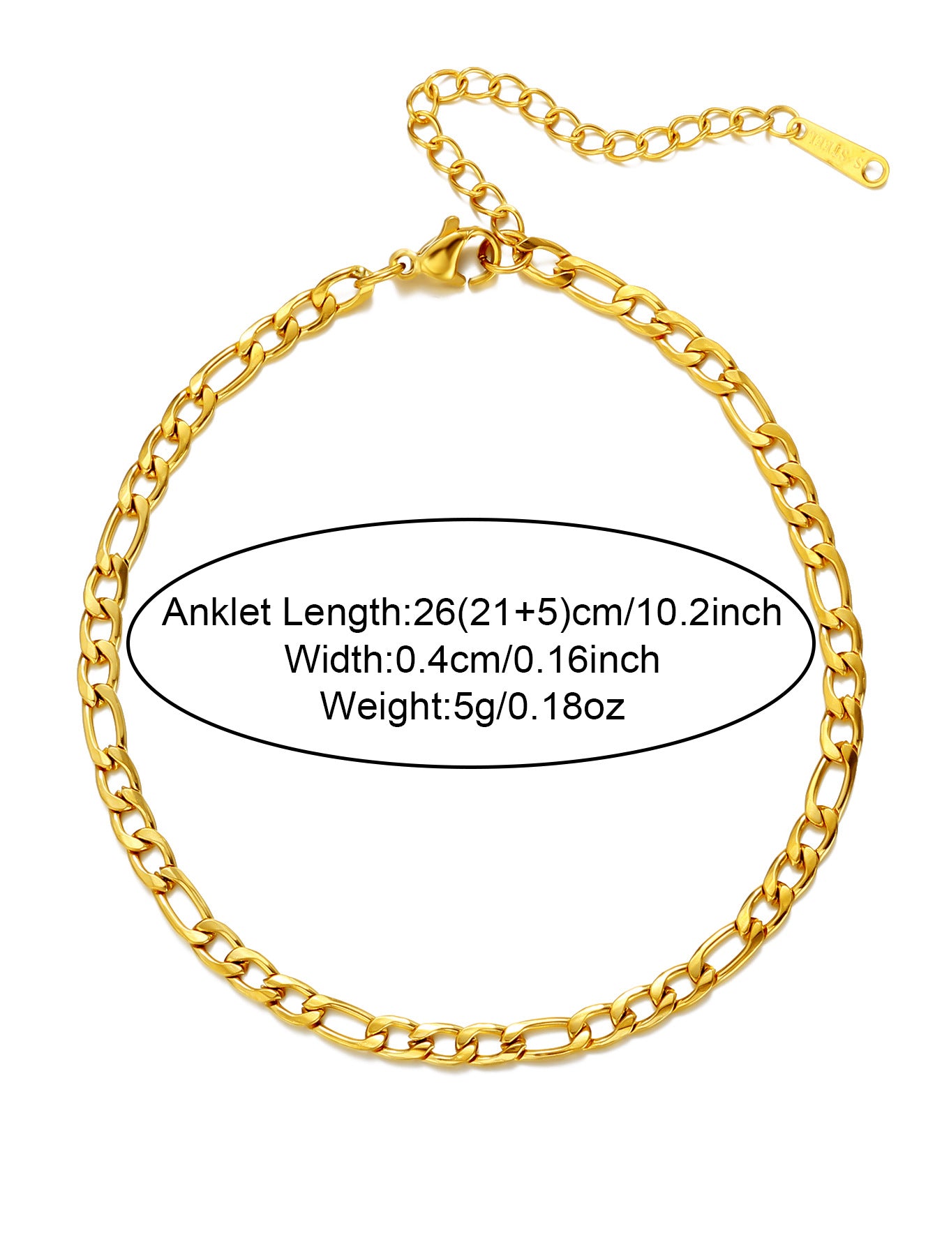 18K Gold Plated Stainless Steel Lingge Chain Anklet - Minimalist Blade Design