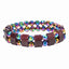 Colorful Obsidian and Hematite Double-Row Beaded Unisex Bracelet