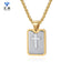 Hip-Hop Retro Cross Titanium Steel Square Pendant Necklace for Men and Women