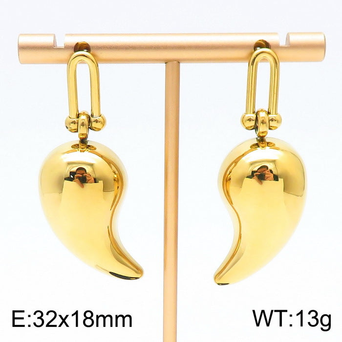 1 Pair Simple Style Water Droplets Plating Stainless Steel 18K Gold Plated Earrings