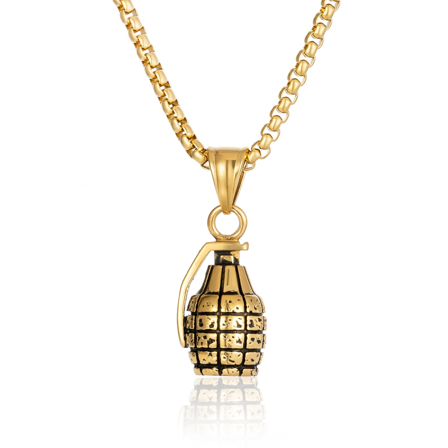 Hip-Hop Grenade Stainless Steel Pendant Necklace for Men