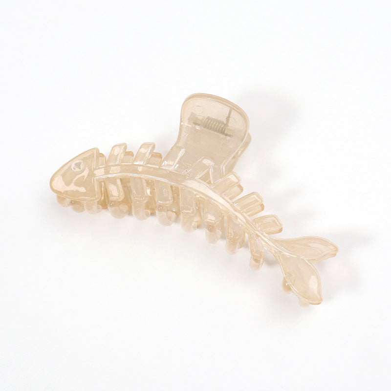 Casual Fishbone Transparent Hair Claw Clip for Women