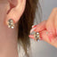 1 Pair Elegant Water Droplet Heart Flower Earrings with Artificial Pearls and Rhinestones