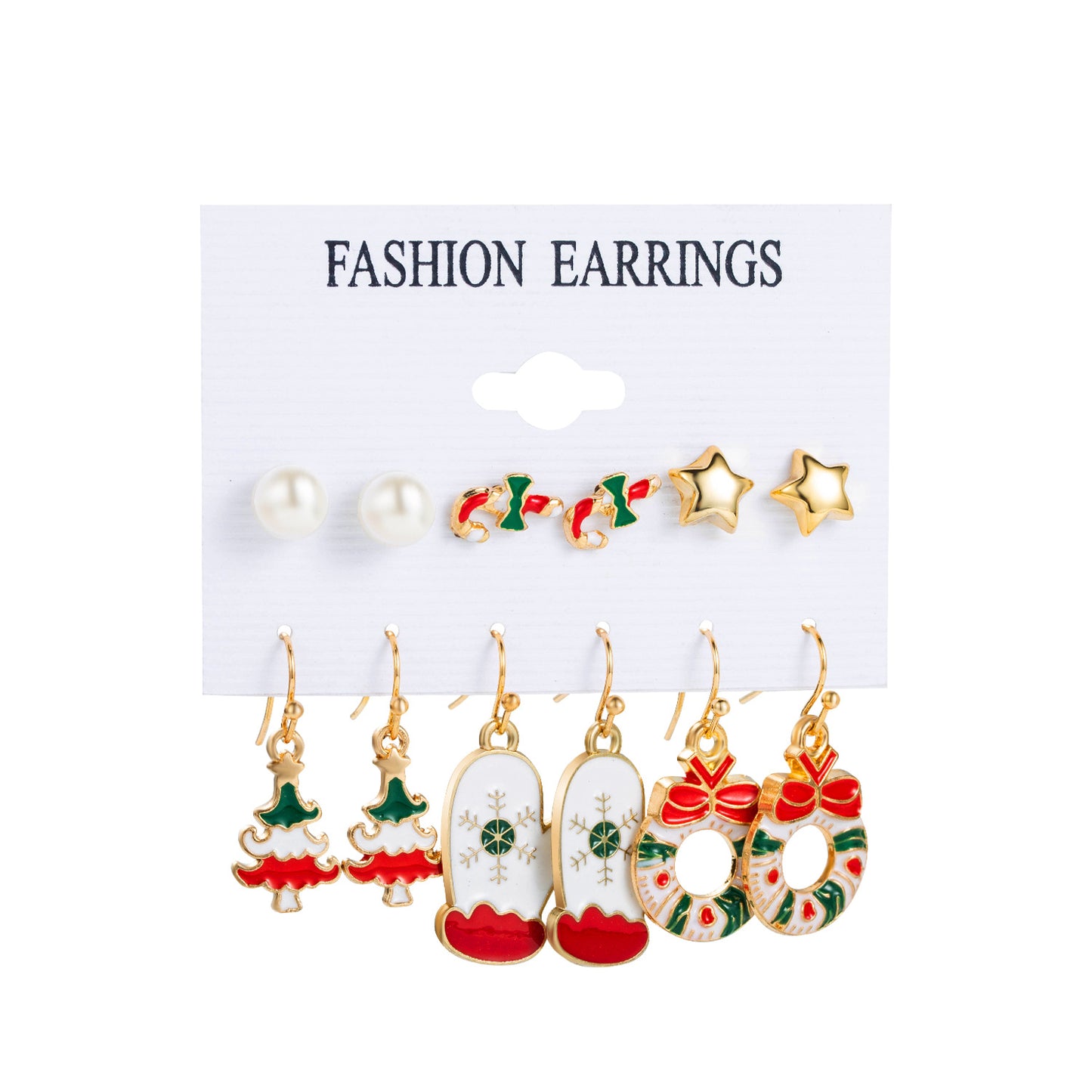 6 Pairs Ethnic Style Christmas Cartoon Character Enamel Alloy Earrings Set