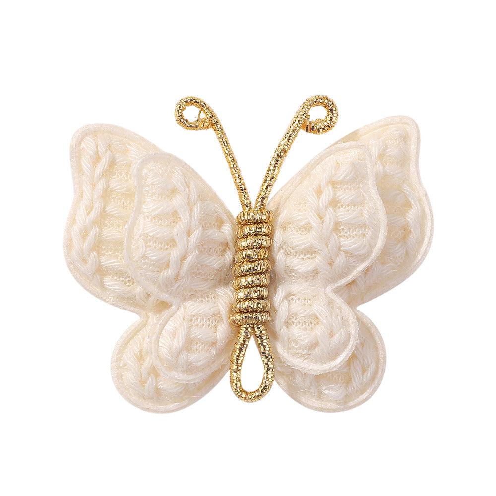 Women's Handmade Butterfly Yarn Hair Clip - Soft Solid Color Hair Accessory for Kids