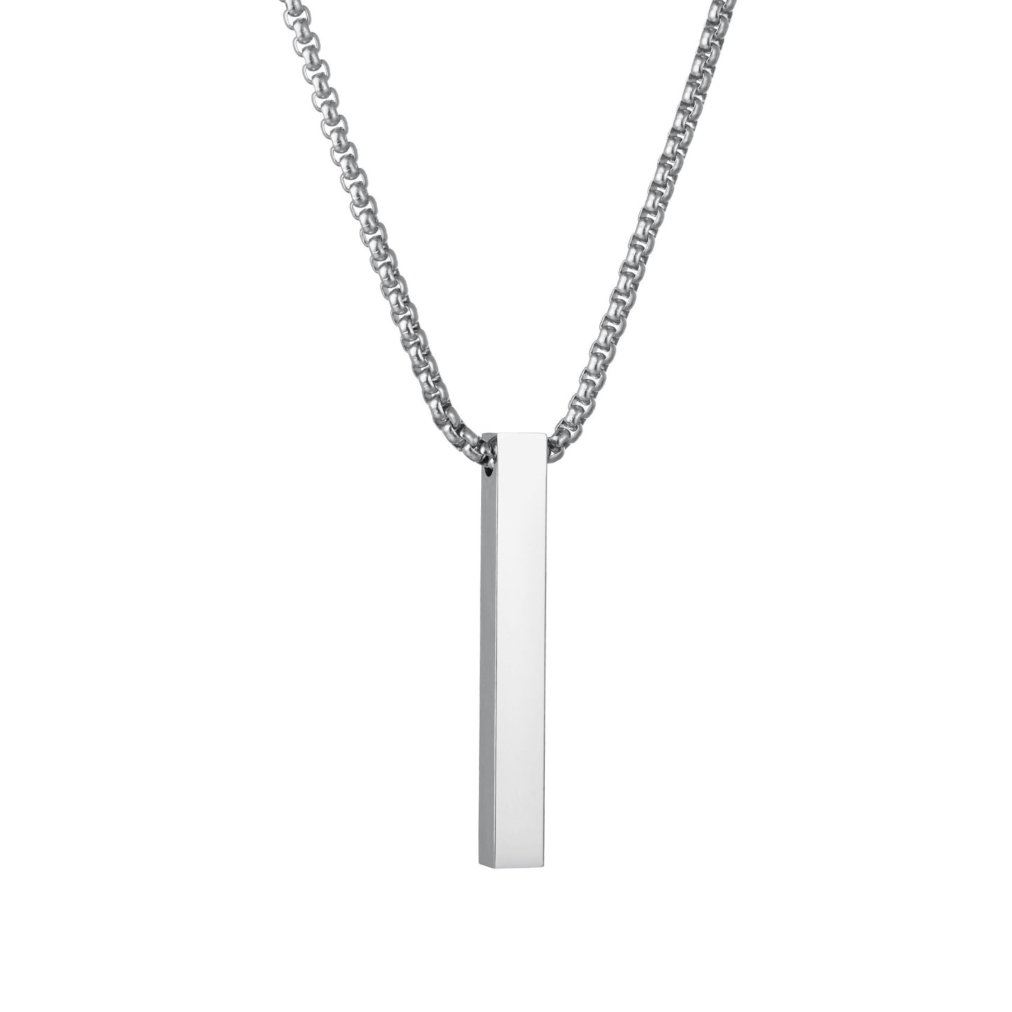 Stainless Steel Personalized Engraved Cylinder Pendant Necklace