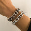 Geometric Iron Women's Bracelet with Gold and Silver Faceted Twisted Chain