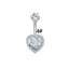 Elegant Zircon Snowflake & Teardrop Belly Ring - Stainless Steel & White Gold Plated