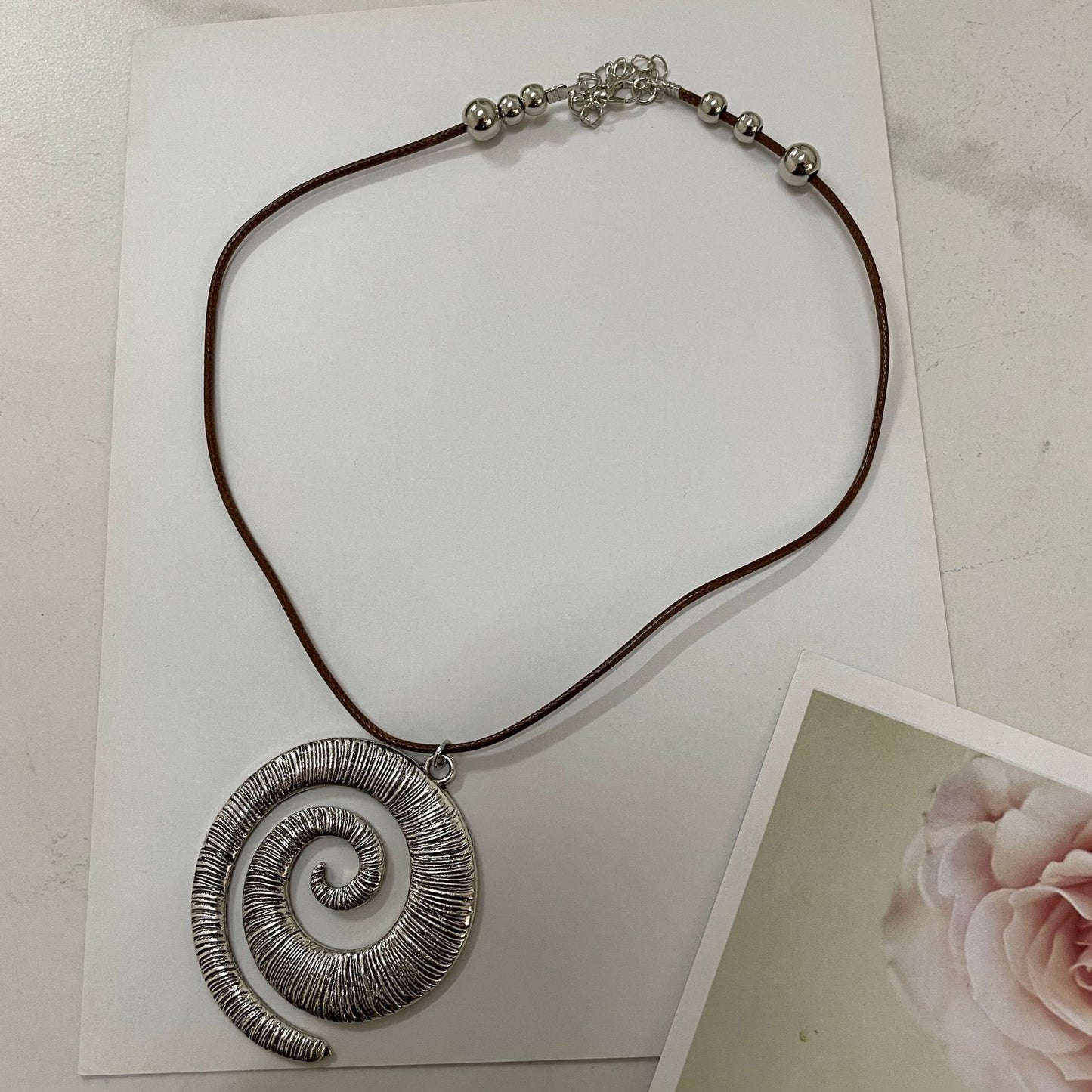 Retro Bohemian Spiral Symbol Alloy Pendant Necklace for Women