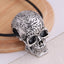 Men's Retro Skull Pendant Necklace with Wax Rope Chain