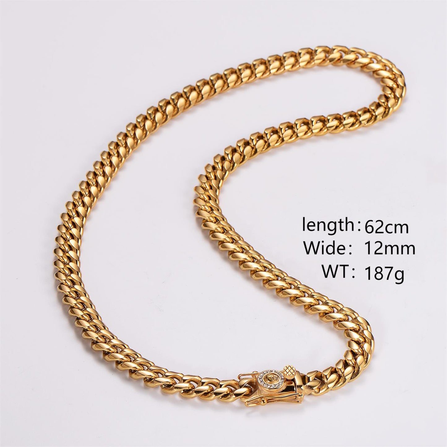 18K Gold Plated Stainless Steel Lion Pendant Cuban Chain Necklace and Bracelet Set