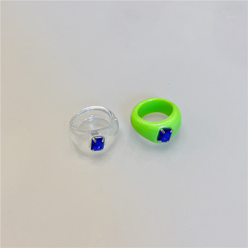 Geometric Acrylic Resin Multicolor Women's Rings