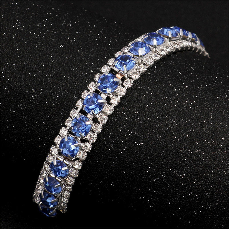 Elegant Rhinestone Copper Bangle Bracelet for Weddings