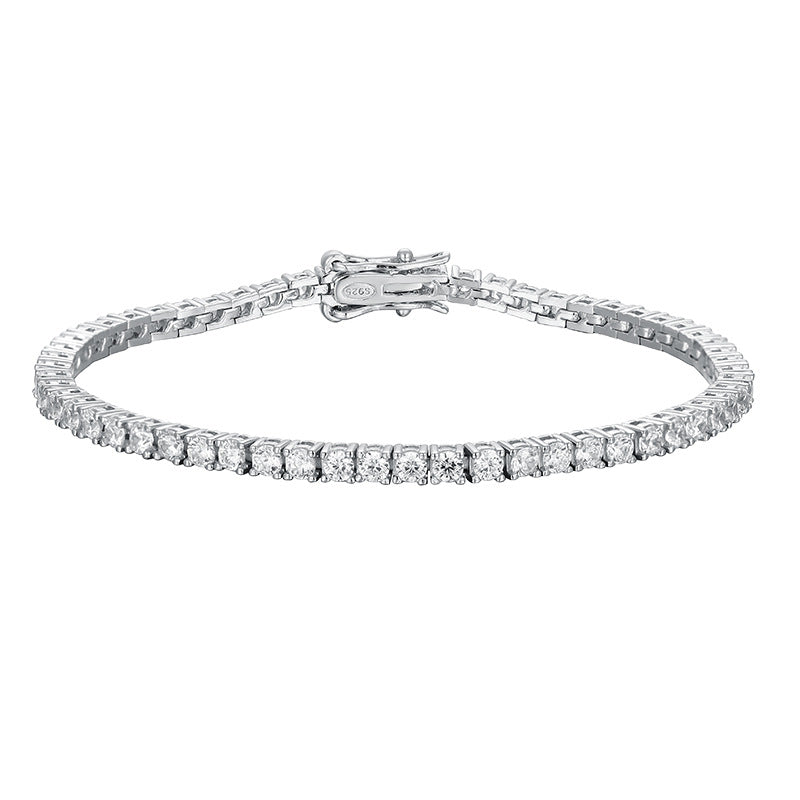 Sterling Silver Minimalist Moissanite Zircon Bracelet - 2.5mm Design 2023 Edition