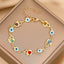 Casual Cross Eye Flower & Butterfly Rhinestone Gold Plated Copper Bracelets