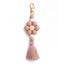 Pastoral Color Block Beaded Silicone Tassel Keychain for Women