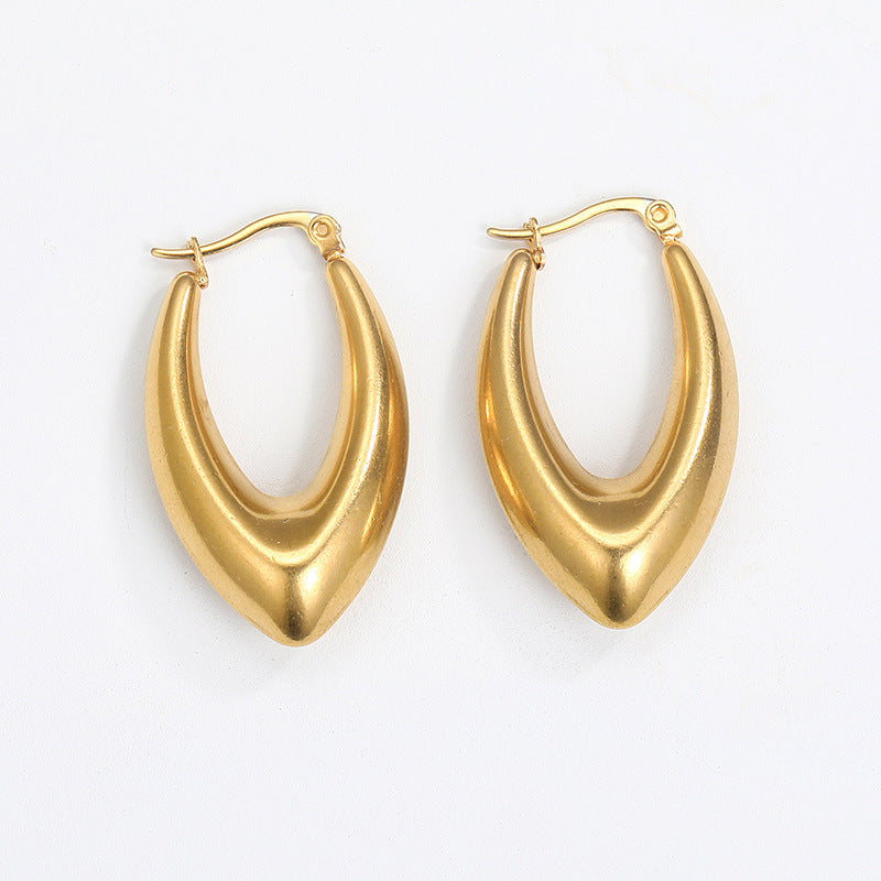 1 Pair Classic Style Semicircle Quadrilateral Round Plating Stainless Steel Gold Plated Drop Earrings