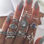 Fashion Moon Alloy Plated Women's Teardrop Ring Set - 12 Piece Jewelry Collection