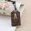 Ethnic Square Alloy Wood Pendant Necklace with Nepalese Thangka Design