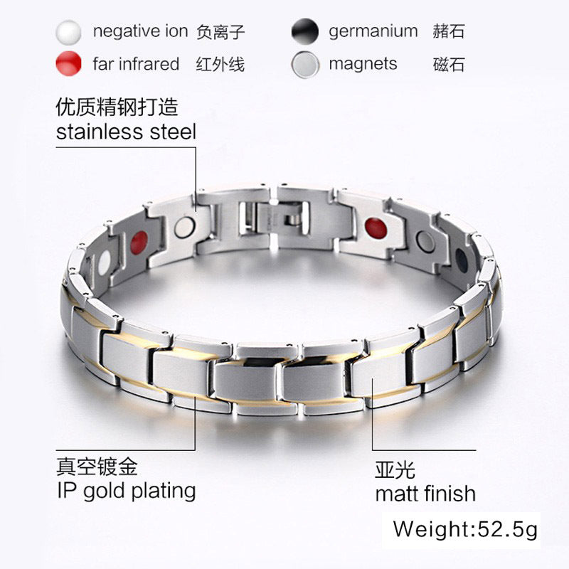 Geometric Stainless Steel Mantra Magnetic Bracelet